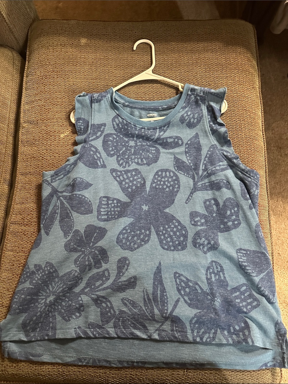 Sonoma Blue Floral Sleeveless Tank Top